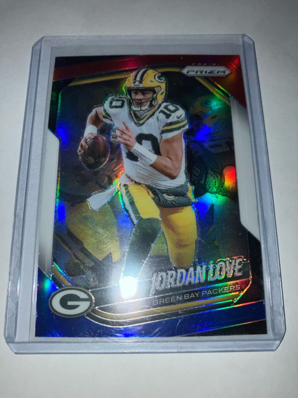 2025 Panini Jordan Love Green Bay Packers Red White Blue Prizm Football Card NM+